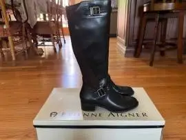 Etienne Aigner Tall Brown Leather Riding Boots