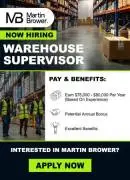 Warehouse Supervisor - Earn $75,000 - $82,000/Year